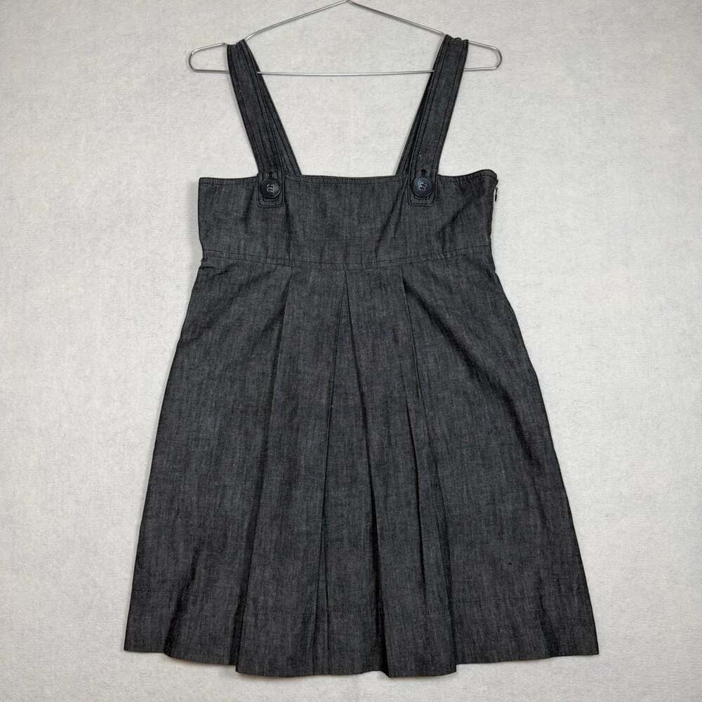 Theory Skirt Womens Size 2 Denim Pinafore Dress Gray Linen Chambray Babydoll